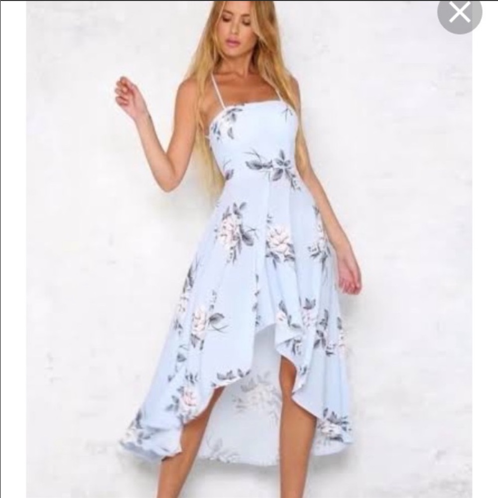 Blue floral high/low dress